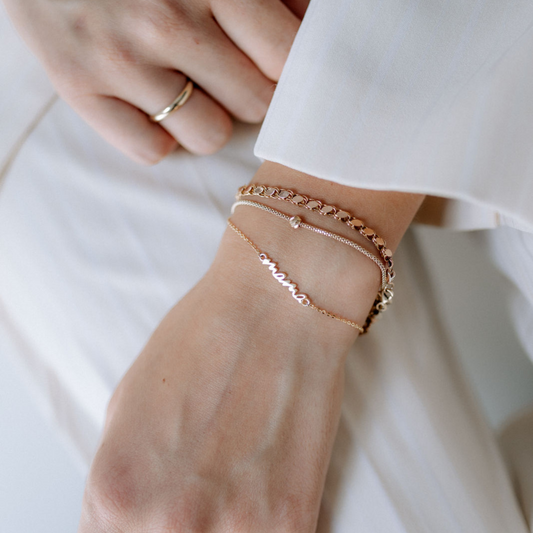 Chain Love MAMA Armband 18k vergoldet 925 Silber Armkette Geschenk filigran