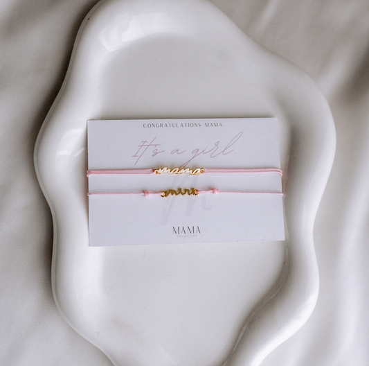 It’s a girl / It’s a boy Mama & Mini Armband Geburtsgeschenk Limited Edition vergoldet Echtschmuck