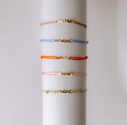 Nyla MAMA & MINI Matching Partnerlook Nylon Armband 925 Silber 18k vergoldet Geschenk