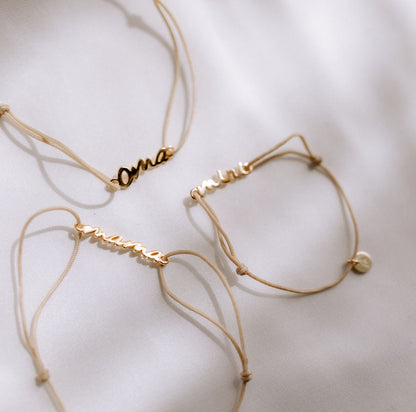 Nyla MAMA & MINI Matching Partnerlook Nylon Armband 925 Silber 18k vergoldet Geschenk