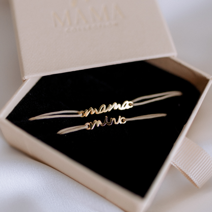 Nyla MAMA & MINI Matching Partnerlook Nylon Armband 925 Silber 18k vergoldet Geschenk