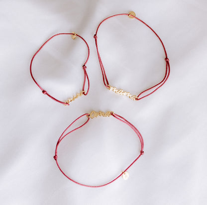 Nyla MAMA & MINI Matching Partnerlook Nylon Armband 925 Silber 18k vergoldet Geschenk