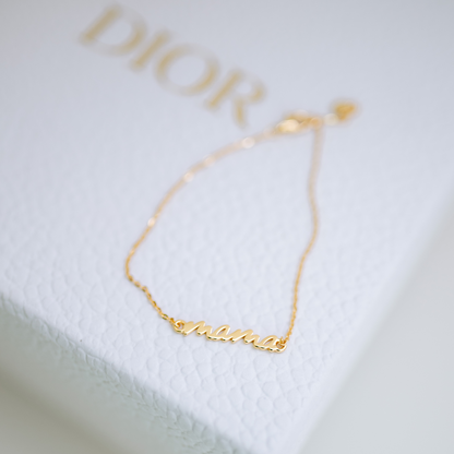 Chain Love MAMA Armband 18k vergoldet 925 Silber Armkette Geschenk filigran