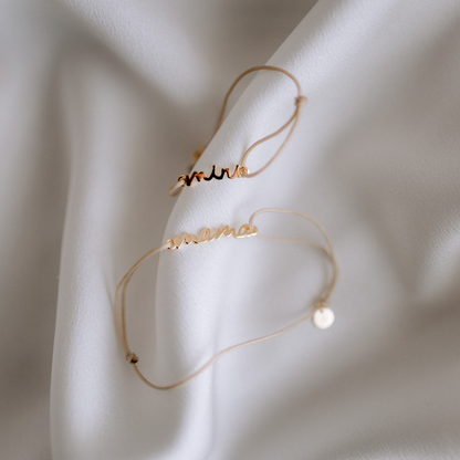 Nyla MAMA & MINI Matching Partnerlook Nylon Armband 925 Silber 18k vergoldet Geschenk