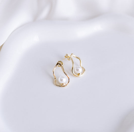 Oyster Echtsüßwasser Perle Ohrringe 14k modern filigran