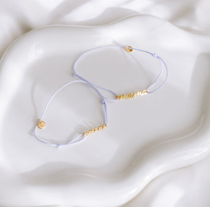 Nyla MAMA & MINI Matching Partnerlook Nylon Armband 925 Silber 18k vergoldet Geschenk