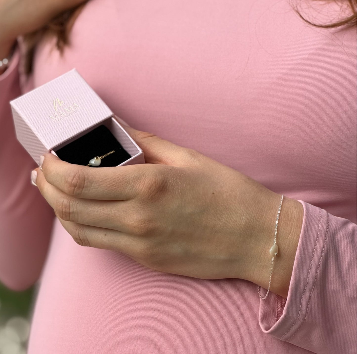Herz im Herz Schwangerschafts Kollektion x Fertility Perlmutt 925 Silber 18k vergoldet
