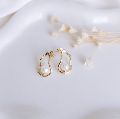 Oyster Echtsüßwasser Perle Ohrringe 14k modern filigran