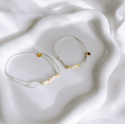 Nyla MAMA & MINI Matching Partnerlook Nylon Armband 925 Silber 18k vergoldet Geschenk