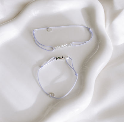 Nyla MAMA & MINI Matching Partnerlook Nylon Armband 925 Silber 18k vergoldet Geschenk