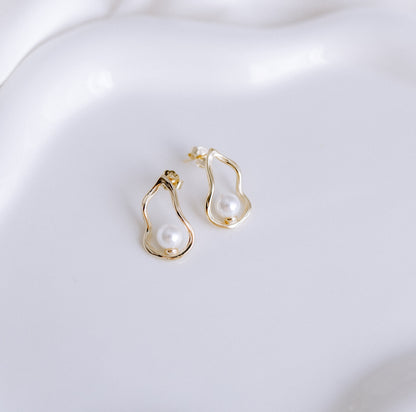 Oyster Echtsüßwasser Perle Ohrringe 14k modern filigran