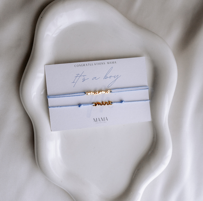 It’s a girl / It’s a boy Mama & Mini Armband Geburtsgeschenk Limited Edition vergoldet Echtschmuck