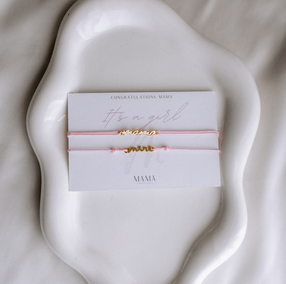 It’s a girl / It’s a boy Mama & Mini Armband Geburtsgeschenk Limited Edition vergoldet Echtschmuck