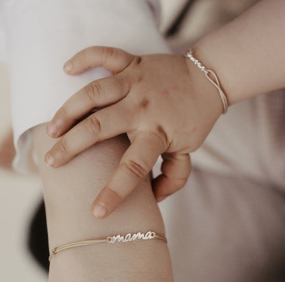 Nyla MAMA & MINI Matching Partnerlook Nylon Armband 925 Silber 18k vergoldet Geschenk
