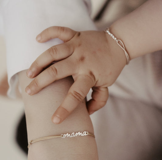 Nyla MAMA & MINI Matching Partnerlook Nylon Armband 925 Silber 18k vergoldet Geschenk